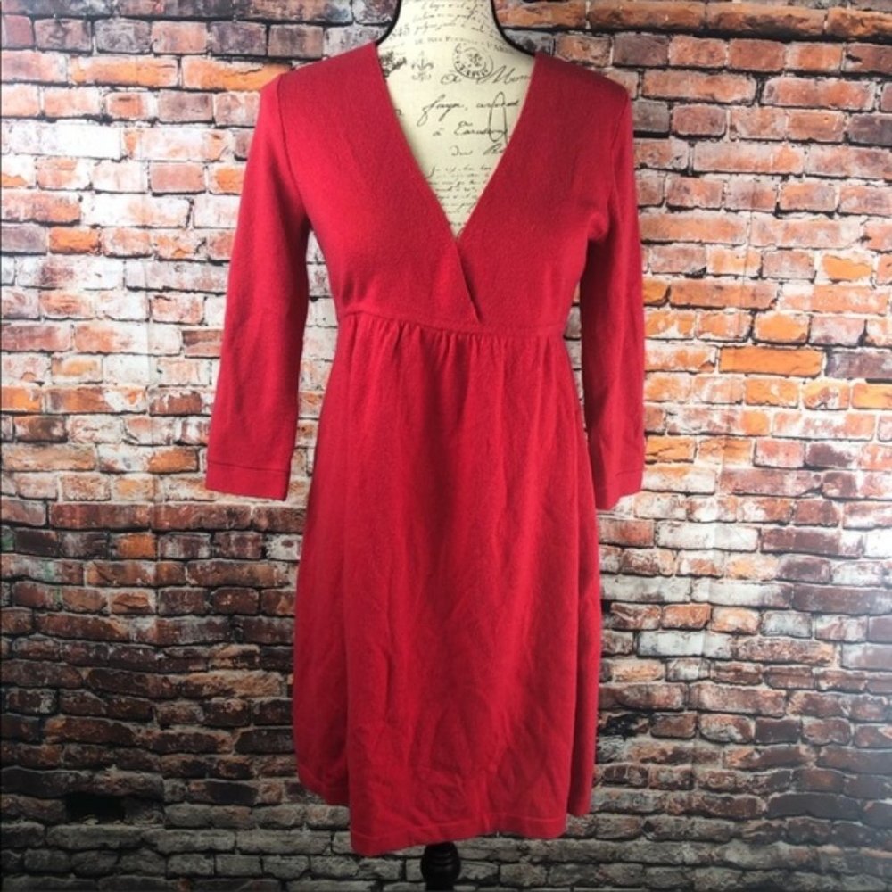 j. crew pink wool and cashmere blend v-neck dress